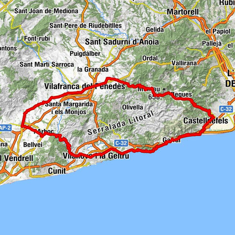 Cova del Vell Marí - Sant Sebastià - Ermita de la Mare de Déu de Bruguers - Sitges