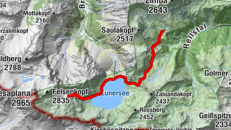 Heinrich-Hueter-Hütte - Douglasshütte - Lünerseebahn Bergstation - Totalphütte