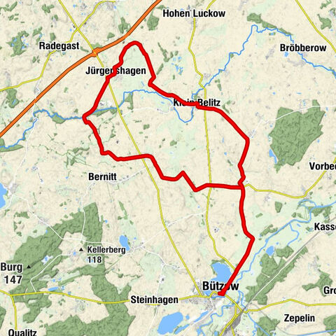 Bützow - Passin - Klein Belitz - Neukirchen