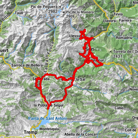 la Pobla de Segur - Mare de Déu de la Ribera - Sant Feliu - Puial Roio