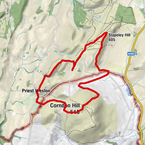 Chirbury with Brompton - Stapeley Hill - Corndon Marsh Chapel - Corndon Hill