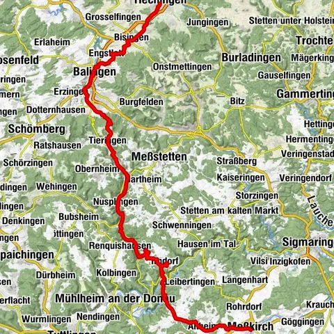 Beuroner Jakobusweg - Gesamtroute von Hechingen nach Meßkirch