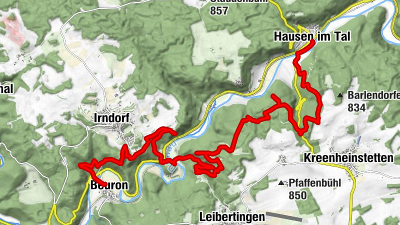 Donau-Zollernalb-Weg - Etappe 1 von Beuron nach Hausen im Tal