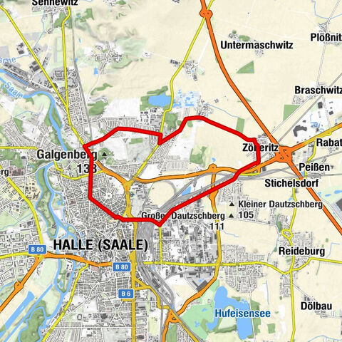 kurze Rennradstrecke durch Halle