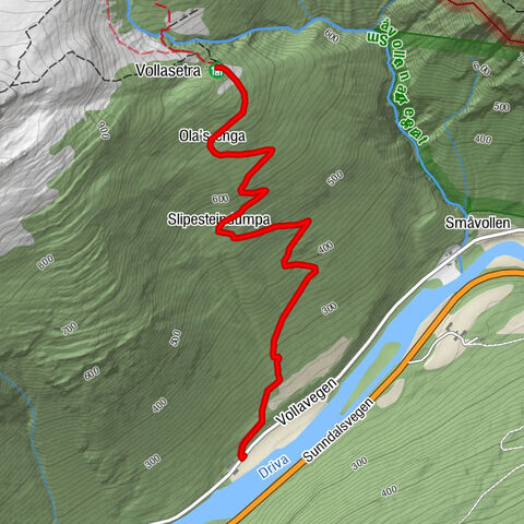 Sunndal - Slipesteindumpa - Ola's-enga - Vollasetra