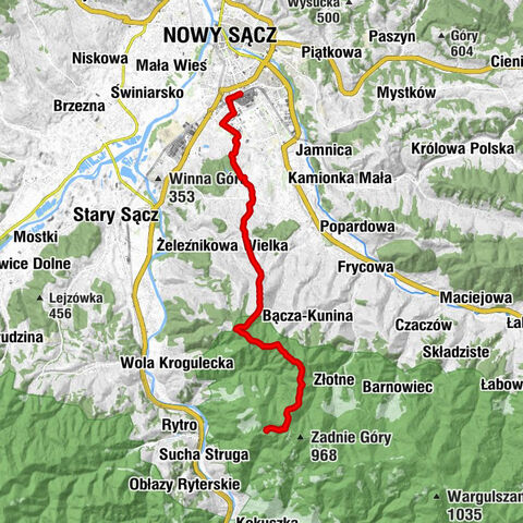 Nowy Sącz - Nad Garbem - Wilcze Doły - Schronisko "Cyrla"