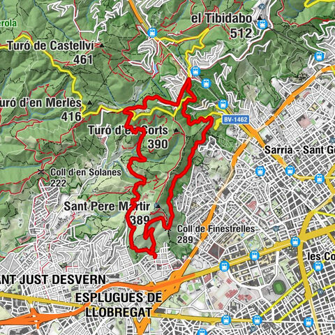 l'Hospitalet de Llobregat - Sant Boi de Llobregat - Coll de Finestrelles - Esplugues de Llobregat