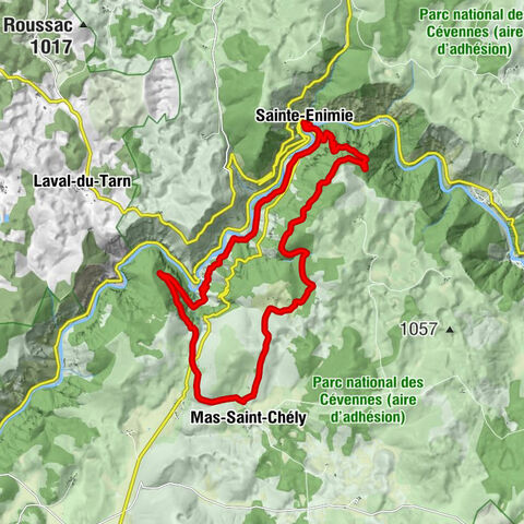 Sainte-Enimie - Auberge de la Cascade - Saint-Chély-du-Tarn - Mas-Saint-Chély