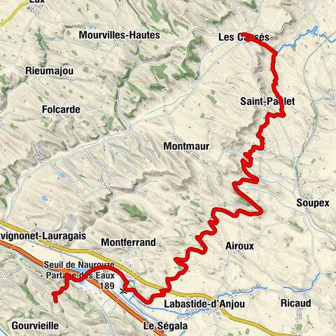 Les Cassés - Saint-Paulet - Seuil de Naurouze - Partage des Eaux - Avignonet-Lauragais