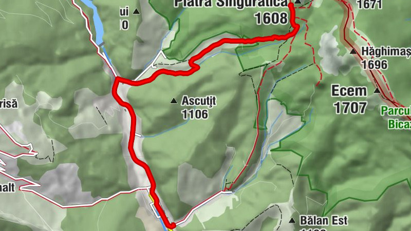 Bălan - Izvor - Cabana Piatra Singuratică - Piatra Singuratică