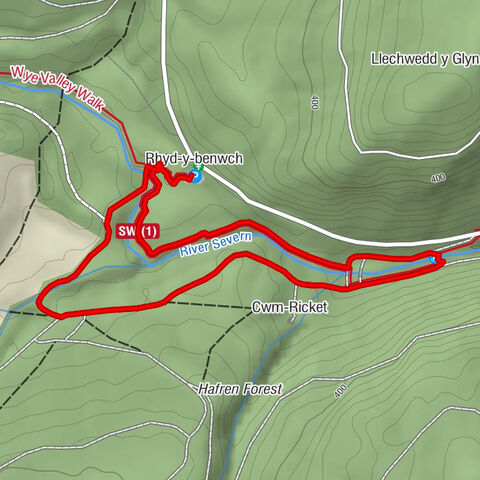 Rhyd-y-benwch - Cwm-Ricket - Hafren-Torri-Gwddf - Llanidloes Without