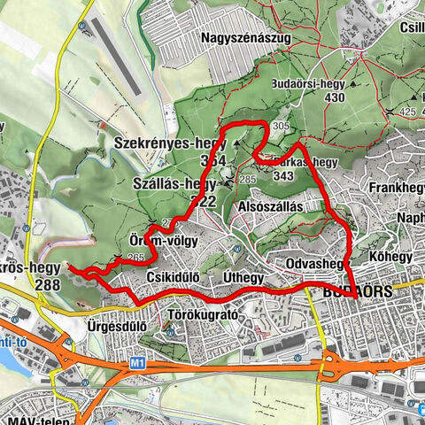 Budaörs - Farkas-hegy - Huszonnégyökrös-hegy - Hegyvidékek