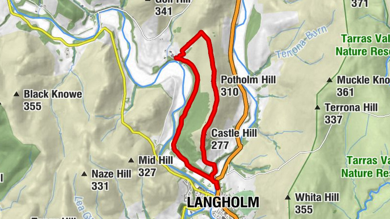 Langholm - Holmhead - Potholm Hill - Castle Hill