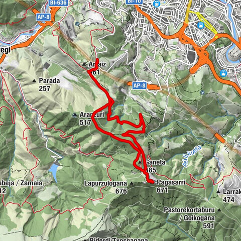 Bilbao - Pagasarri - Ganeta - Lar Arraiz pulpería-asador