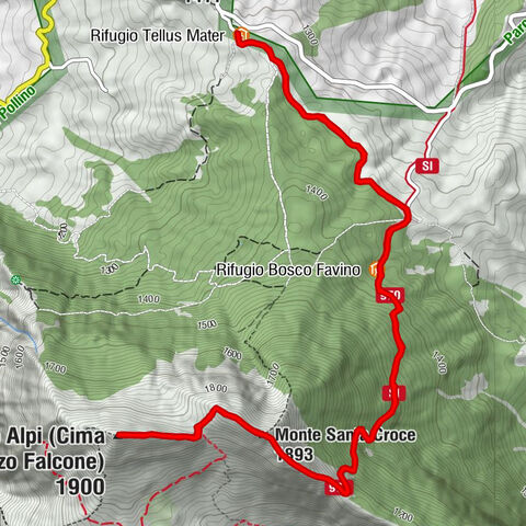 Rifugio Tellus Mater - Rifugio Bosco Favino - Monte Alpi (Cima Pizzo Falcone) - Monte Santa Croce