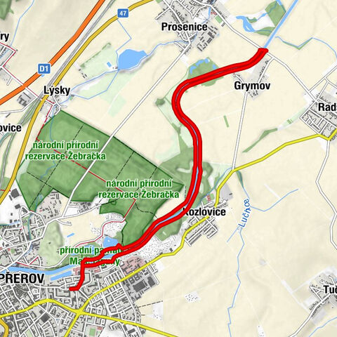 Přerov - Kozlovice - Zálučí - Grymov