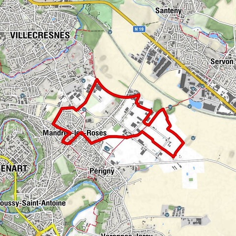 Mandres-les-Roses - Villecresnes - Croix Rouge - Église Saint-Thibault