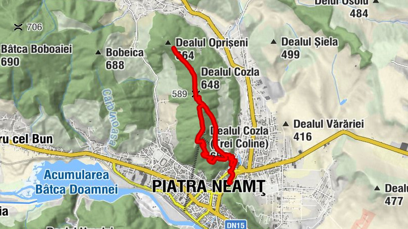 Piatra Neamț - Dealul Cozla (Trei Coline) - Dealul Cozla