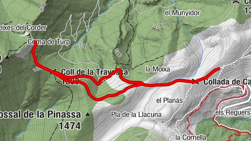 Collada de Cal Fanguet - Font del Tilló - Coll de la Travessa