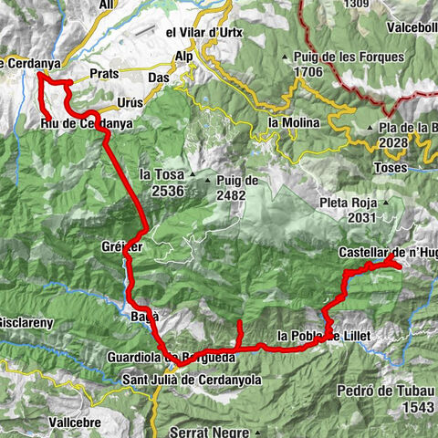 Castellar de n'Hug - Capella de la Mare de Déu de Fàtima - Turó del Montsec - Bellver de Cerdanya