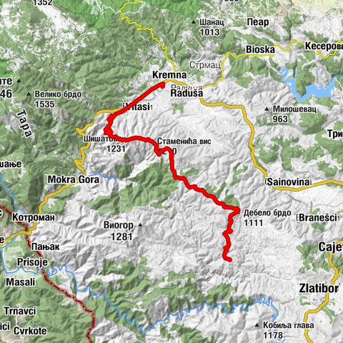 Чолићи - Шишатовац - Стаменића вис - Саиновина
