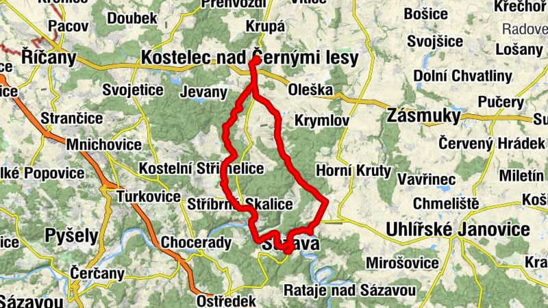 Sázava - Za Vodou - Propast - Kostelec nad Černými lesy