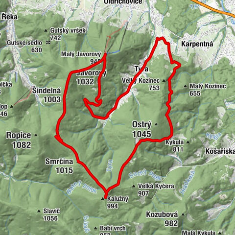 Košařiska - Smrčina - Javorový - Tyra