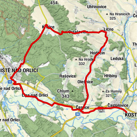 Týniště nad Orlicí - Lípa nad Orlicí - Čestice - Čestická hospoda