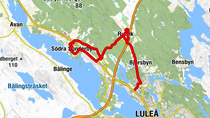 Notviken - Rutvik - Stadsökyrkan - Nederluleå kyrka