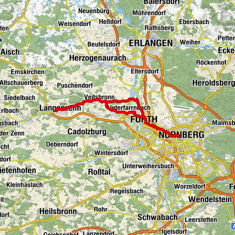 Neumühle - Langenzenn - Fürth - Nürnberg