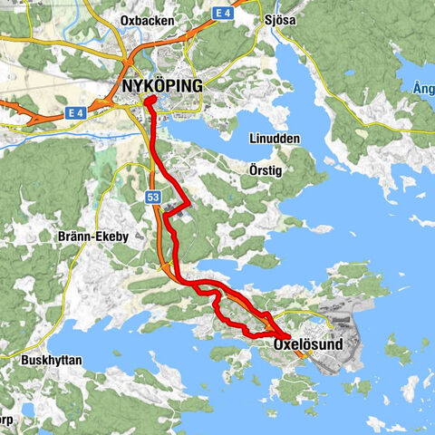 Vallsund - Oxelösund - Finntorp - Nyköping