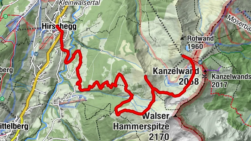 Mountain route over Kuhgerenspitze to Kanzelwandbahn
