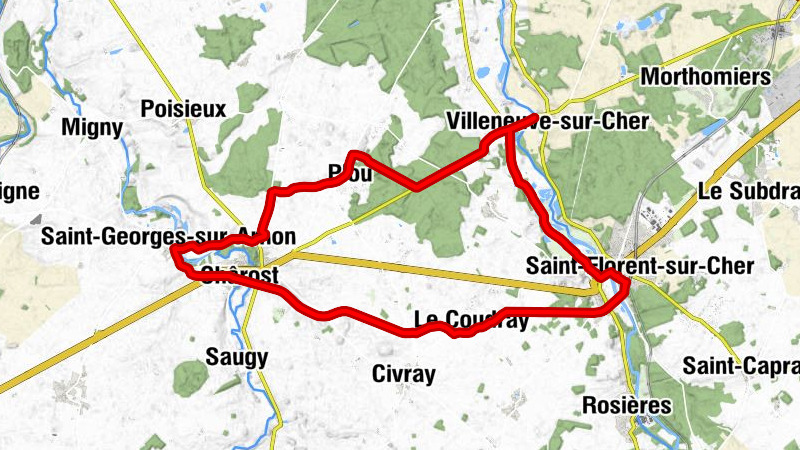 Villeneuve-sur-Cher - Saint-Florent-sur-Cher - La Chaise - Le Coudray