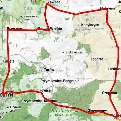 Zawada - Wzgórze Borzykowskie - Olsztyn - Wacławów