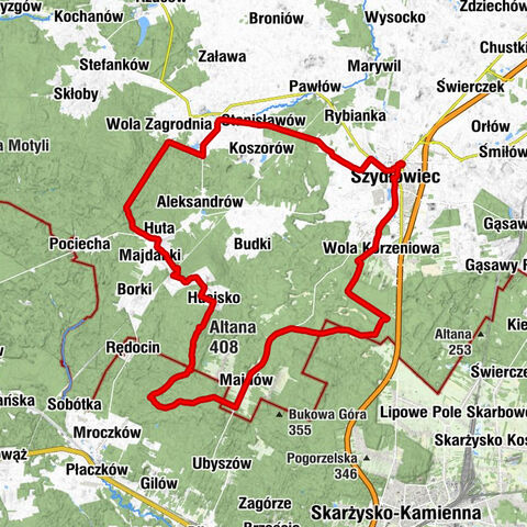 Szydłowiec - Kościół pw. Świętego Zygmunta - Góra Trzech Krzyży - Altana