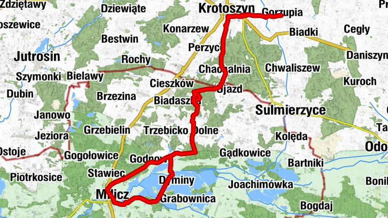 Gorzupia - Starków - Krotoszyn - Milicz