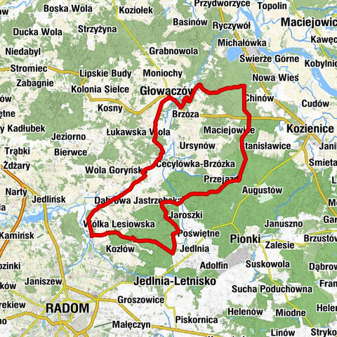 Kolonia Lesiów - Owadów-Kolonia - Poręby Jastrzębskie - Głowaczów