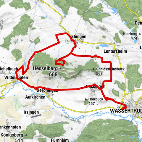Wassertrüdingen - Opfenried - Schutzhütte am Hesselberg - St. Laurentius