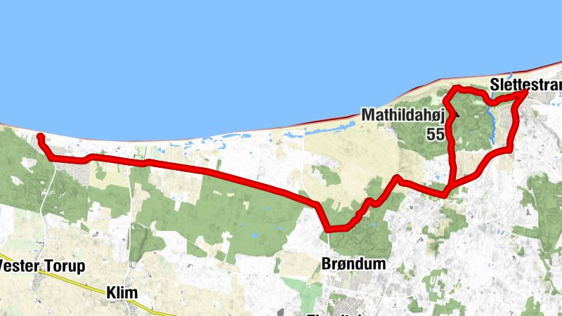 Slettestrand - Hjortdal - Thorup Strand - Mathildahøj