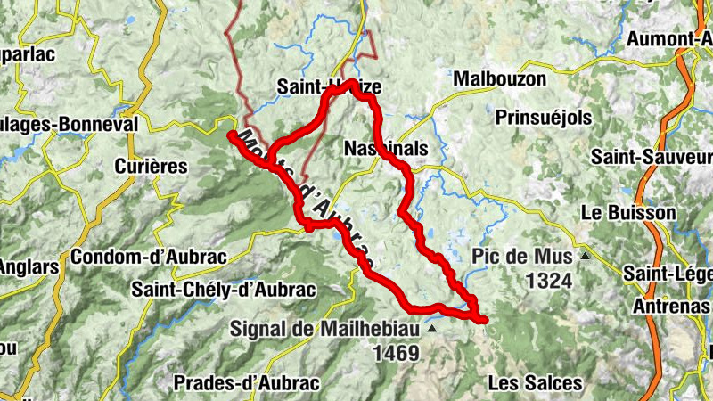 Saint-Urcize - Les Rajas - Portalet - Saint-Chély-d'Aubrac