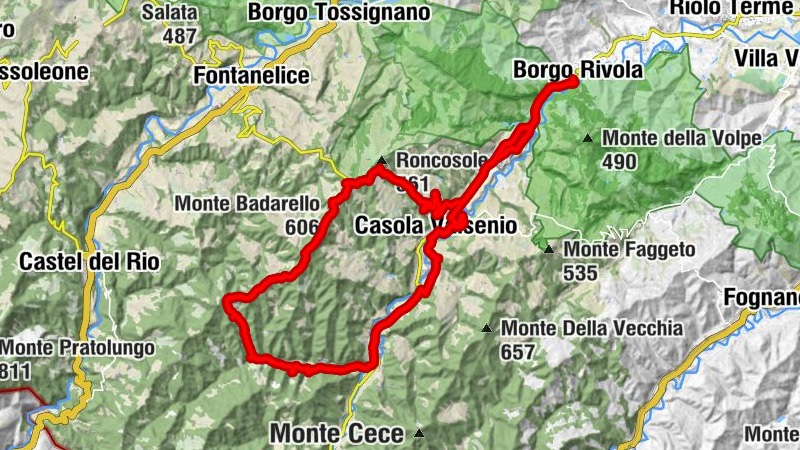 Borgo Rivola - Abbazia San Giovanni Battista in Valsenio - Monte Badarello - Monte Battaglia