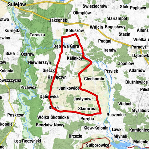 Dąbrowa nad Czarną - Dębowa Góra-Kolonia - Kukurędy-Dębowskie - Kościół pw. Świętej Rozalii