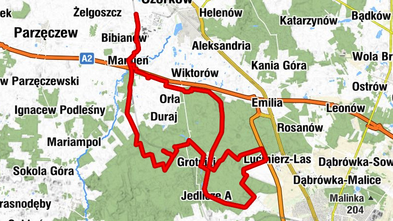 Ozorków - Konstantki - Mamień - Zgierz