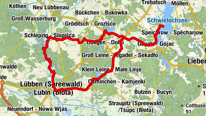 Zaue - Cowje - Kirche Leibchel - Kirche Krugau - Kirche Groß Leine