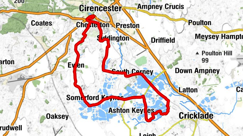 Cirencester - Chesterton - Ewen - Swindon