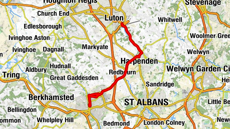 Luton Airport Parkway - Water Gardens Mound - Salvation Army - St Paul's