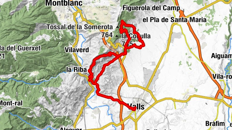 Valls - Coll de la Creu - Coll de la Sivina - Sant Mateu de Miramar