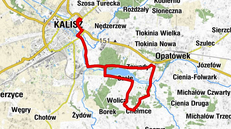 Kalisz - Szałe - Wolickie Góry - Stara Wolica