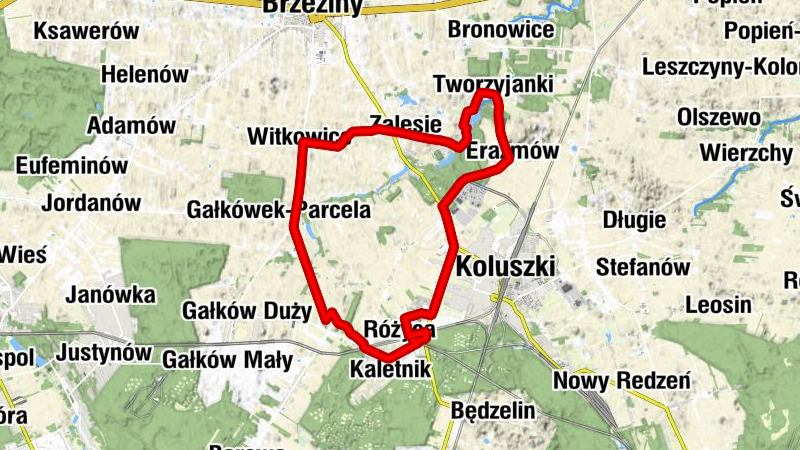Żakowice Południowe - Różyca - Stare Żakowice - Koluszki