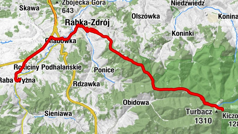 Raba Wyżna - Jaworzyna Ponicka - Groniki - Rozdziele